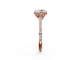 Rose gold Round Solitaire Diamond Engagement Ring with Pave Band and Six-Prong Setting_40