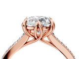 Rose gold Round Solitaire Diamond Engagement Ring with Pave Band and Six-Prong Setting_42