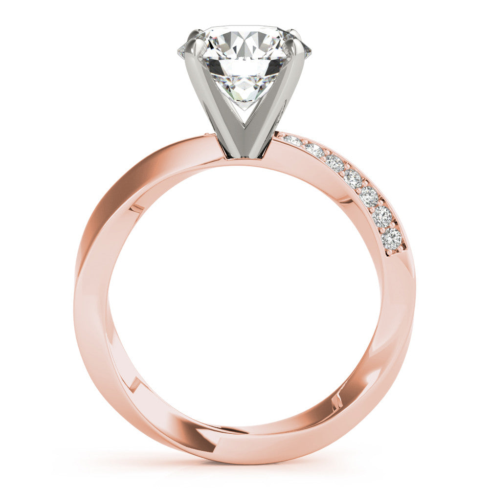 Rose gold Round Solitaire Diamond Engagement Ring with Side Stone Accents and Four-Prong Setting 2