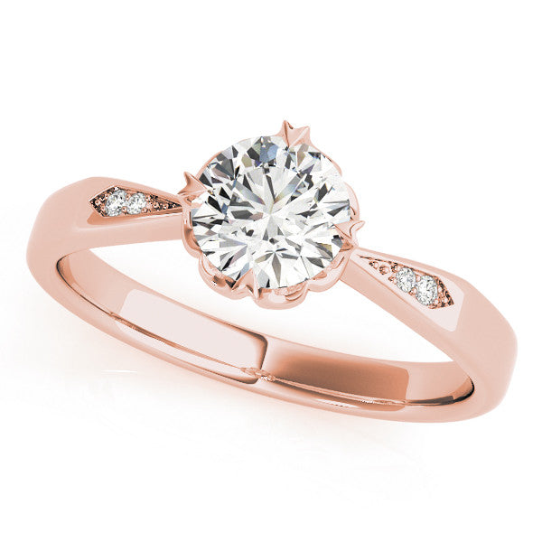 Rose gold Round Solitaire Diamond Engagement Ring with Split Shank and Six-Prong Setting