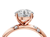 Rose gold Round Solitaire Diamond Engagement Ring with Twisted Pave Band and Four-Prong Setting_10