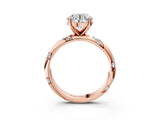 Rose gold Round Solitaire Diamond Engagement Ring with Twisted Pave Band and Four-Prong Setting_9