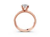 Rose gold Round Solitaire Diamond Engagement Ring with XO Engraved Band and Four-Prong Setting 3