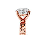 Rose gold Round Solitaire Diamond Engagement Ring with XO Engraved Band and Four-Prong Setting 5