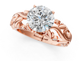 Rose gold Round Solitaire Diamond Leaf Vine Band with Prong Setting_40