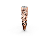 Rose gold Round Solitaire Diamond Leaf Vine Band with Prong Setting_41