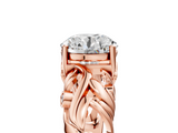 Rose gold Round Solitaire Diamond Leaf Vine Band with Prong Setting_44