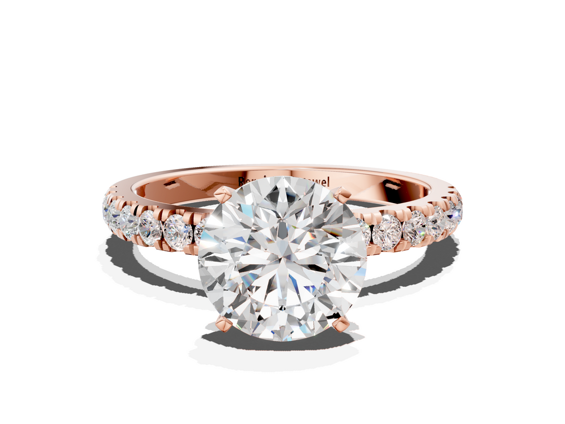 Rose gold Round Solitaire Diamond Pavé Band with Four-Prong Setting_29