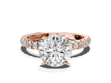 Rose gold Round Solitaire Diamond Pavé Band with Four-Prong Setting_29