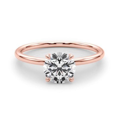 Rose gold Round Solitaire Diamond Ring with 4-Prong Setting on a Classic Band 1