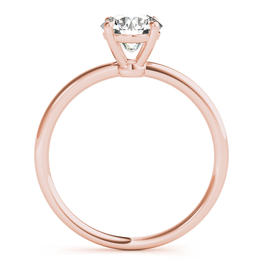 Rose gold Round Solitaire Diamond Ring with 4-Prong Setting on a Classic Band 2
