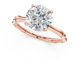 Rose gold Round Solitaire Diamond Ring with Bamboo Band and Four-Prong Setting_29