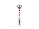 Rose gold Round Solitaire Diamond Ring with Bamboo Band and Four-Prong Setting_30