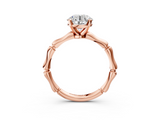 Rose gold Round Solitaire Diamond Ring with Bamboo Band and Four-Prong Setting_31
