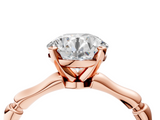 Rose gold Round Solitaire Diamond Ring with Bamboo Band and Four-Prong Setting_32
