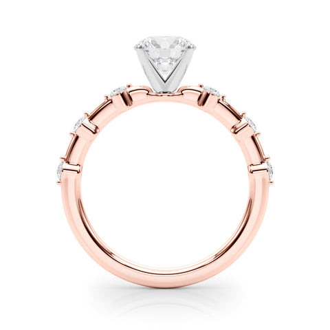 Rose gold Round Solitaire Diamond Ring with Bezel Set Side Stones and Prong Setting 2