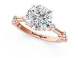 Rose gold Round Solitaire Diamond Ring with Bezel Set Side Stones and Prong Setting_27
