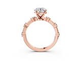 Rose gold Round Solitaire Diamond Ring with Bezel Set Side Stones and Prong Setting_29