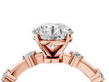 Rose gold Round Solitaire Diamond Ring with Bezel Set Side Stones and Prong Setting_30