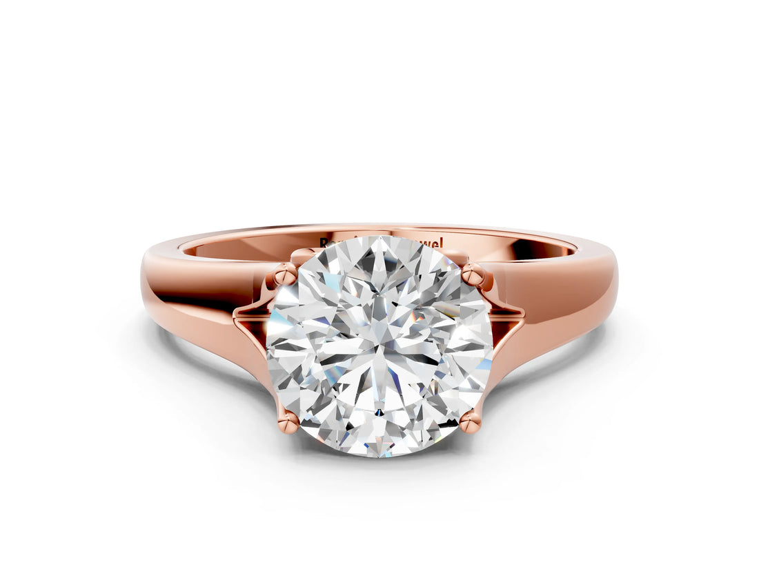 Rose gold Round Solitaire Diamond Ring with Cathedral Band and Four-Prong Setting_86