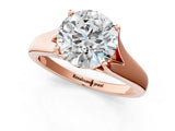 Rose gold Round Solitaire Diamond Ring with Cathedral Band and Four-Prong Setting_87