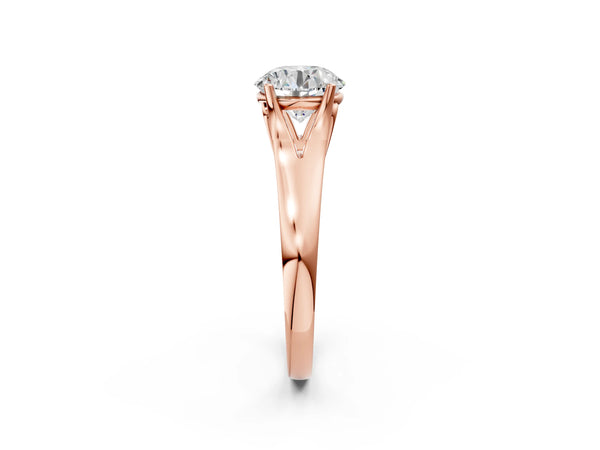 Rose Gold Round Cathedral Solitaire Engagement Ring Setting with Split Shoulders