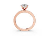 Rose gold Round Solitaire Diamond Ring with Channel-Set Baguette Band and Four-Prong Setting_96