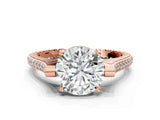 Rose gold Round Solitaire Diamond Ring with Channel Set Band and Bezel Prong Setting_80