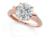 Rose gold Round Solitaire Diamond Ring with Channel Set Band and Bezel Prong Setting_81