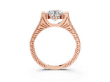 Rose gold Round Solitaire Diamond Ring with Channel Set Band and Bezel Prong Setting_83
