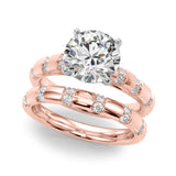Rose gold Round Solitaire Diamond Ring with Channel Set Band and Four-Prong Setting 1
