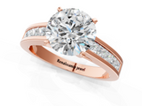 Rose gold Round Solitaire Diamond Ring with Channel-Set Band and Four-Prong Setting_7