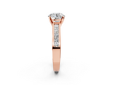 Rose gold Round Solitaire Diamond Ring with Channel-Set Band and Four-Prong Setting_8