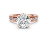 Rose gold Round Solitaire Diamond Ring with Channel Set Band and Six-Prong Setting_50