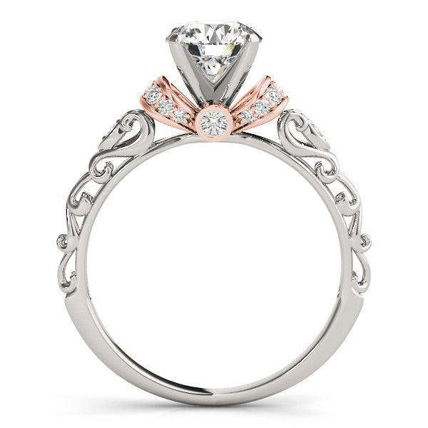 Rose gold Round Solitaire Diamond Ring with Filigree Band and Four-Prong Setting 2