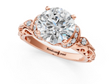 Rose gold Round Solitaire Diamond Ring with Filigree Band and Four-Prong Setting_56