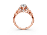 Rose gold Round Solitaire Diamond Ring with Filigree Band and Four-Prong Setting_58