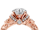 Rose gold Round Solitaire Diamond Ring with Filigree Band and Four-Prong Setting_59