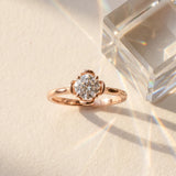 Rose gold Round Solitaire Diamond Ring with Floral Prong Setting and Classic Band_12