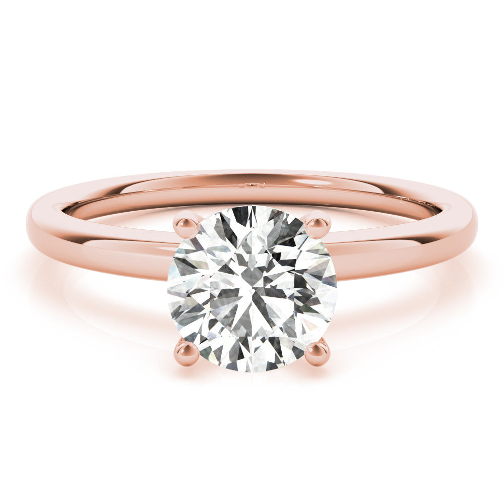 Rose gold Round Solitaire Diamond Ring with Four-Prong Setting and Classic Band 1