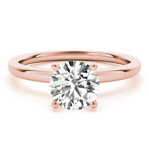 Rose gold Round Solitaire Diamond Ring with Four-Prong Setting and Classic Band 1