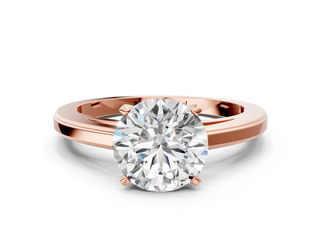 Rose gold Round Solitaire Diamond Ring with Four-Prong Setting and Classic Band_4