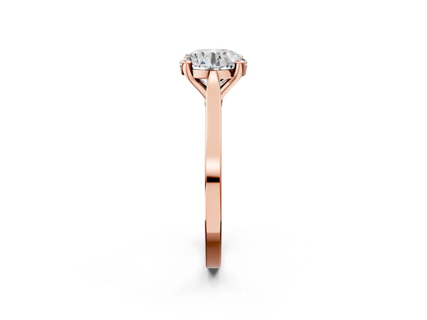 Rose gold Round Solitaire Diamond Ring with Four-Prong Setting and Tapered Band