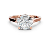 Rose gold Round Solitaire Diamond Ring with Four-Prong Setting and Tapered Band