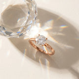 Rose gold Round Solitaire Diamond Ring with Four-Prong Setting and Tapered Band_15
