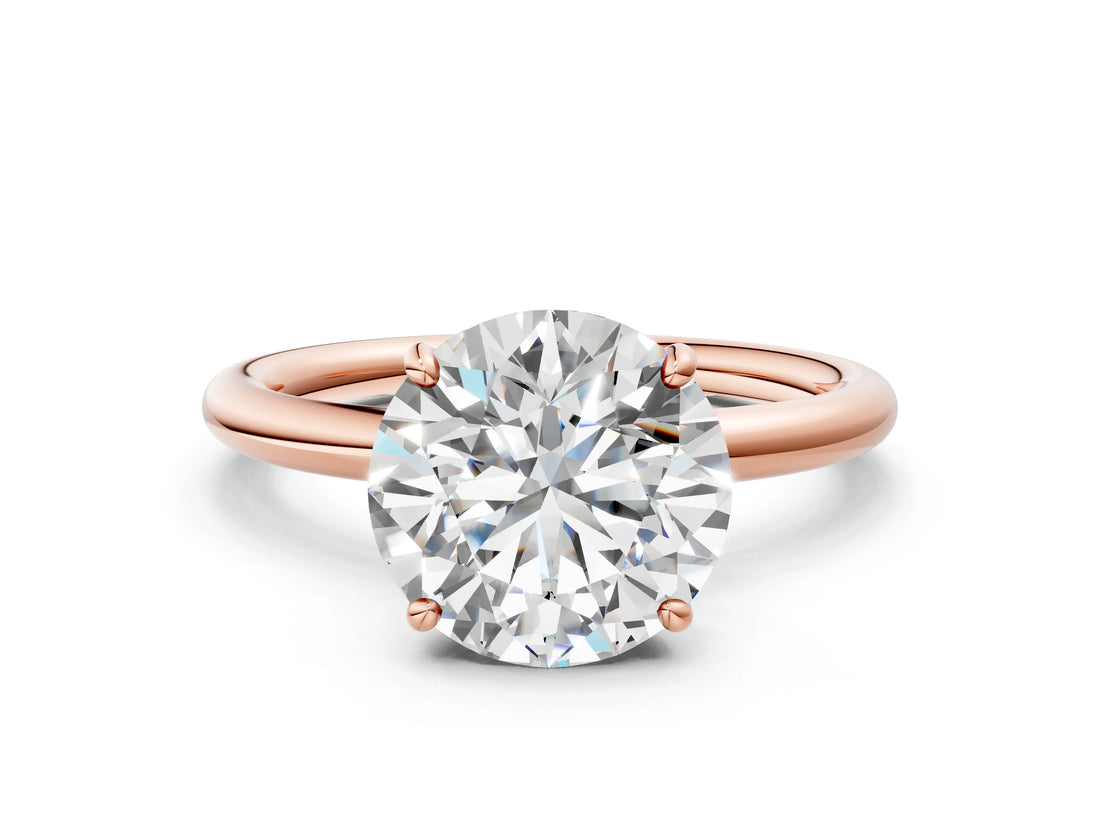 Rose gold Round Solitaire Diamond Ring with Four-Prong Setting on a Plain Band_39