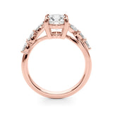Rose gold Round Solitaire Diamond Ring with Marquise Side Stones and Prong Setting on a Split Shank Band 2