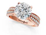 Rose gold Round Solitaire Diamond Ring with Milgrain Pavé Band and Four-Prong Setting_191
