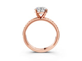 Rose gold Round Solitaire Diamond Ring with Milgrain and Black Enamel X Pattern Band_185