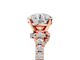 Rose gold Round Solitaire Diamond Ring with Pavé Band and Four-Prong Setting_208